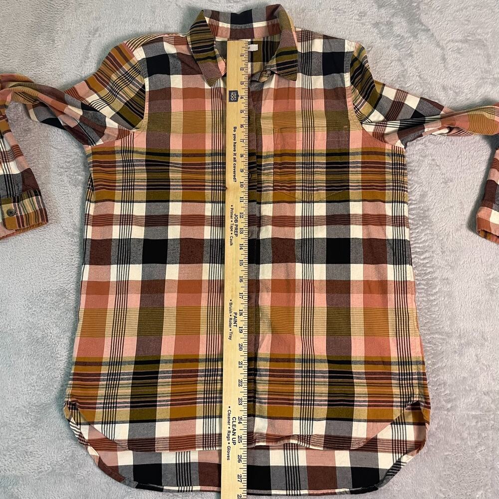 Madewell Plaid Button Down Shirt Womens M Orange Flannel Boyfriend Casual - Picture 3 of 9